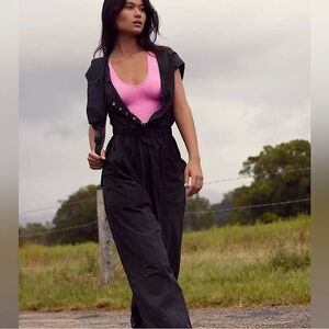 NWT Black  Free People Movement Fly By Night Onesie Jumpsuit Size Small